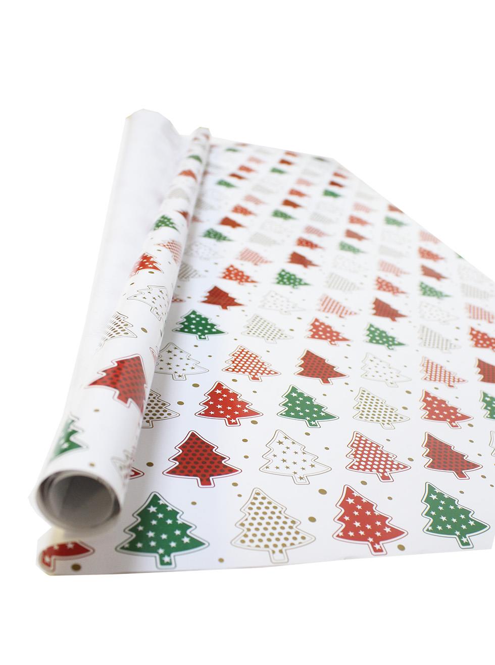 Yılbaşı Hediye Ambalajı Çam Ağacı Desenli Hediye Paketleme Kağıdı 70x100 cm 2'li