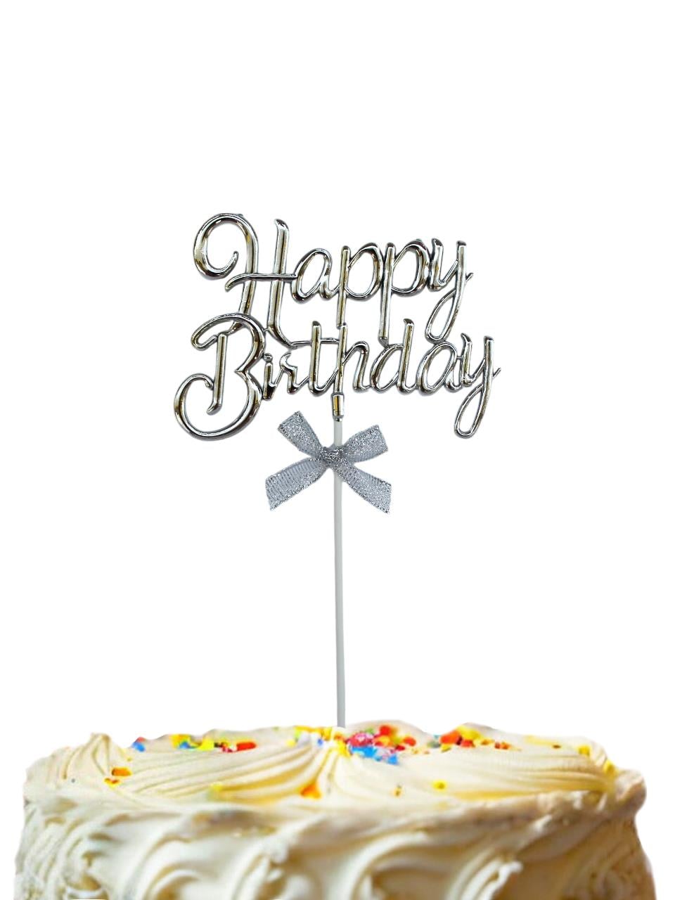 Happy Birthday Yazılı Doğum Günü Pasta Süsü Turkuaz Gümüş
