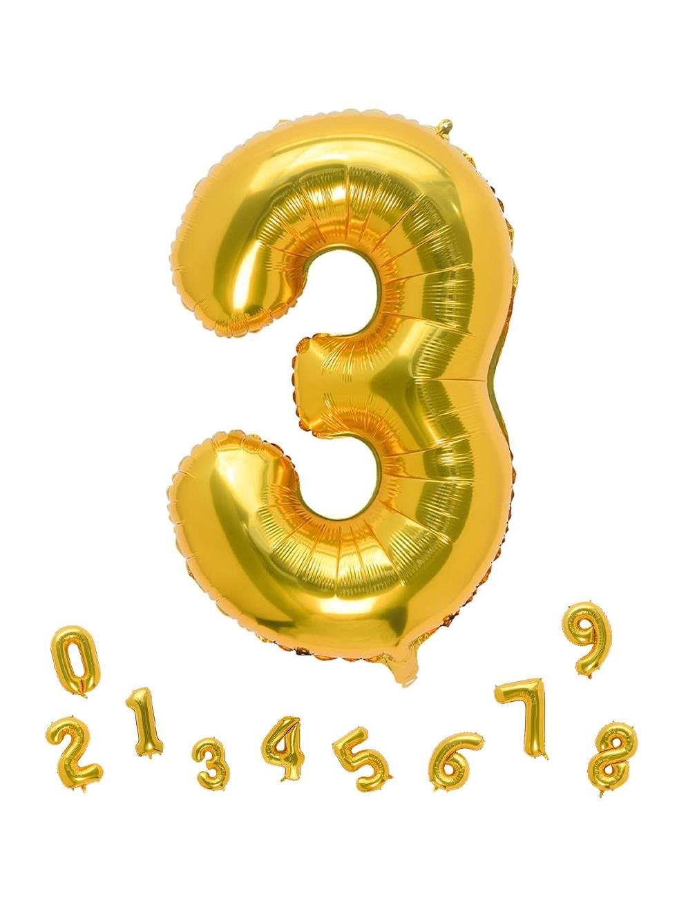 Rakam Folyo Balon Doğum Günü Parti Balonu 3 Altın Renk 86 cm 34 inc