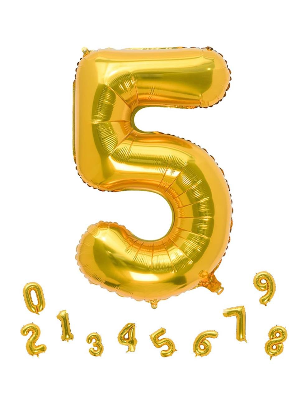 Rakam Folyo Balon Doğum Günü Parti Balonu 5 Altın Renk 86 cm 34 inc