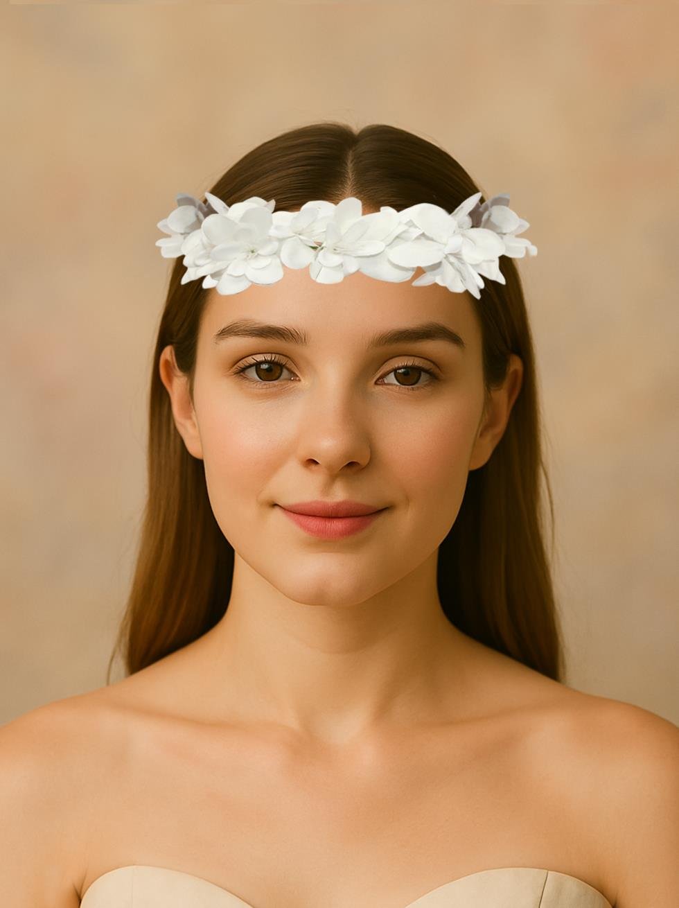 Bride Duvaklı Taç Bekarlığa Veda Parti Tacı Beyaz Çiçekli