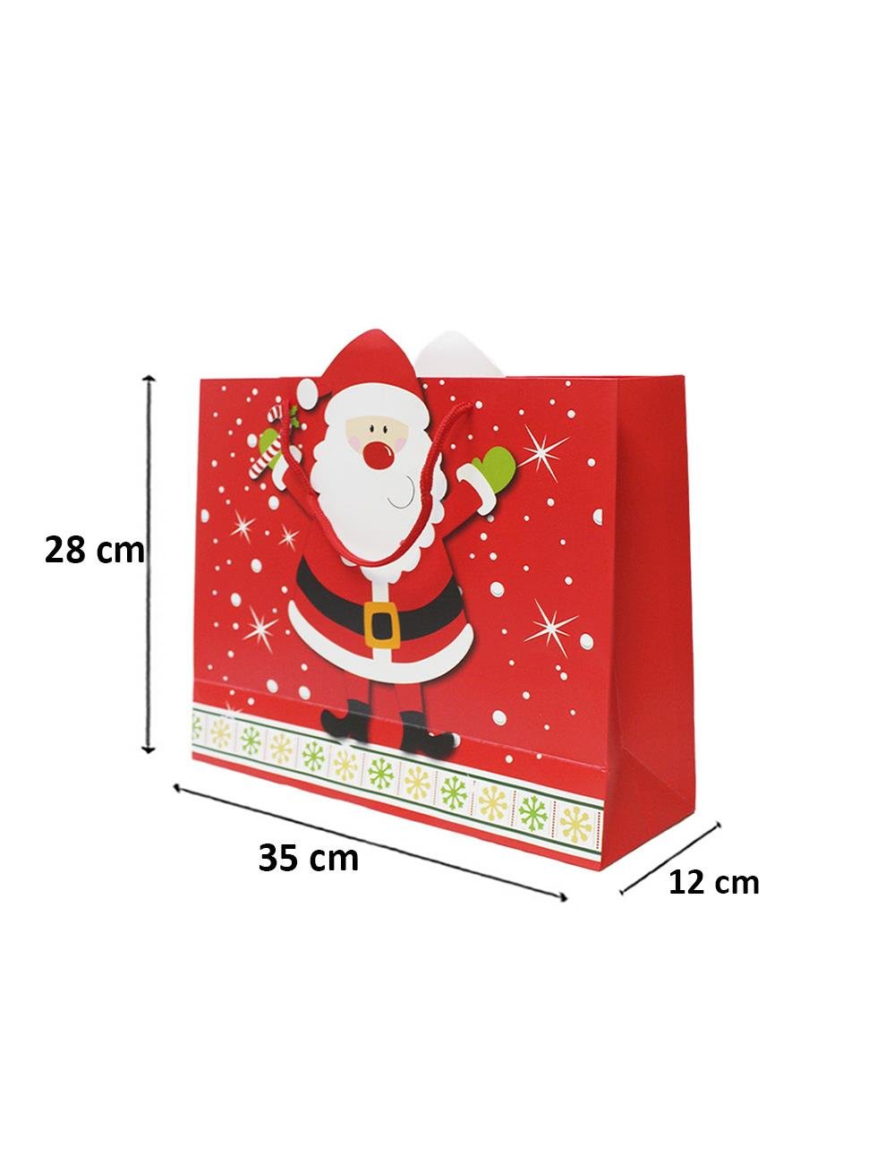 Yılbaşı Temalı Karton Çanta Hediye Çanta Seti – 12 Parça 35x28x12 cm