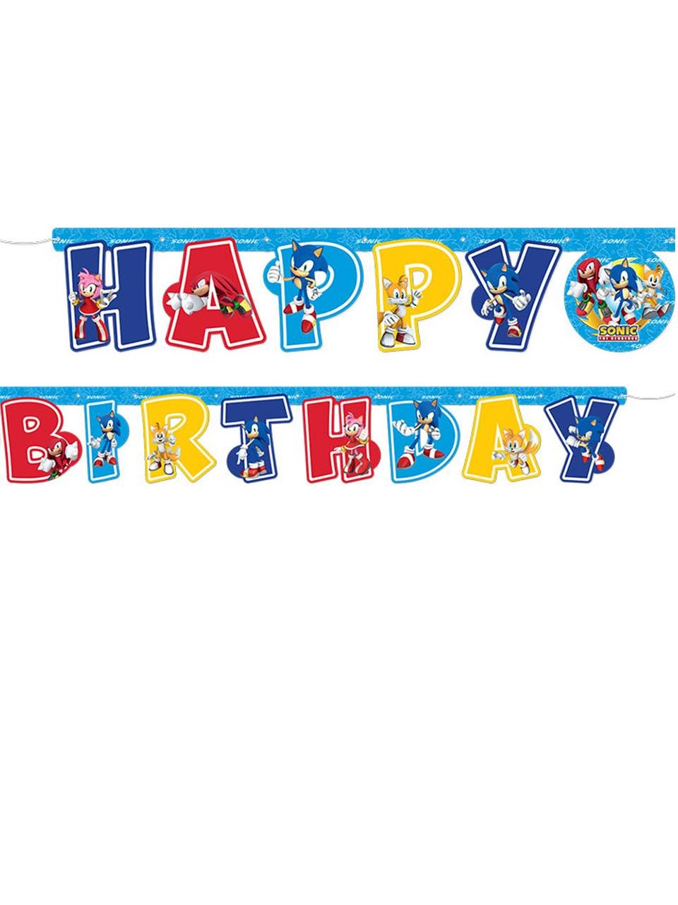 Sonic Temalı Happy Birthday Banner Yazı Doğum Günü Parti Süsü