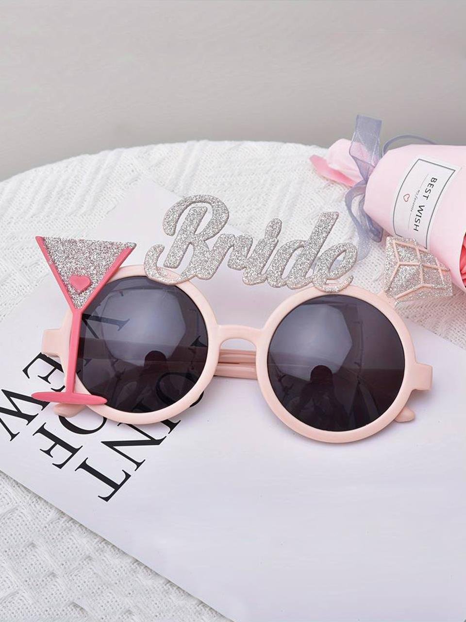 Kadeh Figürlü Parti Gözlüğü Bride To Be Yazılı Bekarlığa Veda Partisi Gözlük Pembe