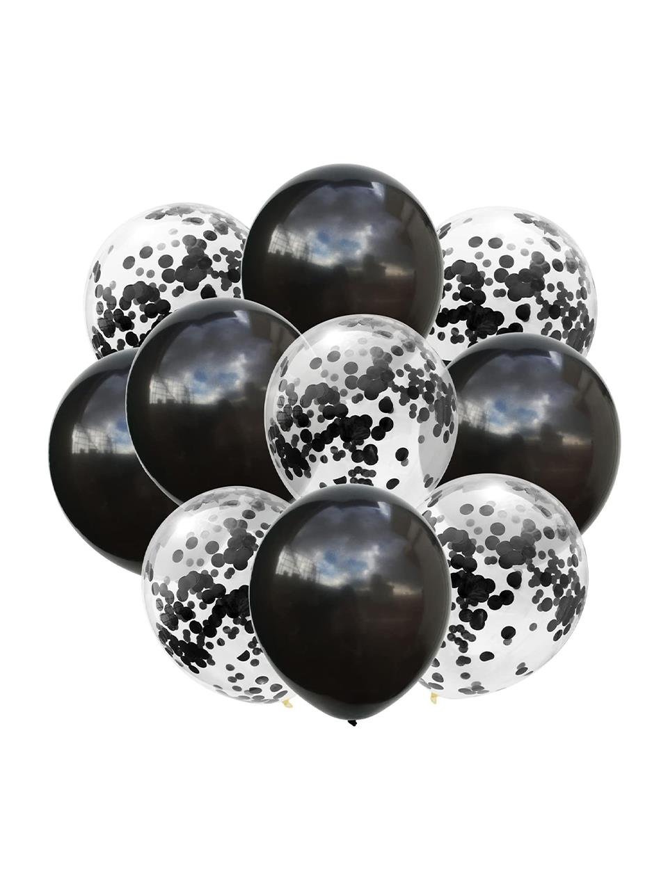 Balon Pulu Metalize Pul Konfeti Siyah