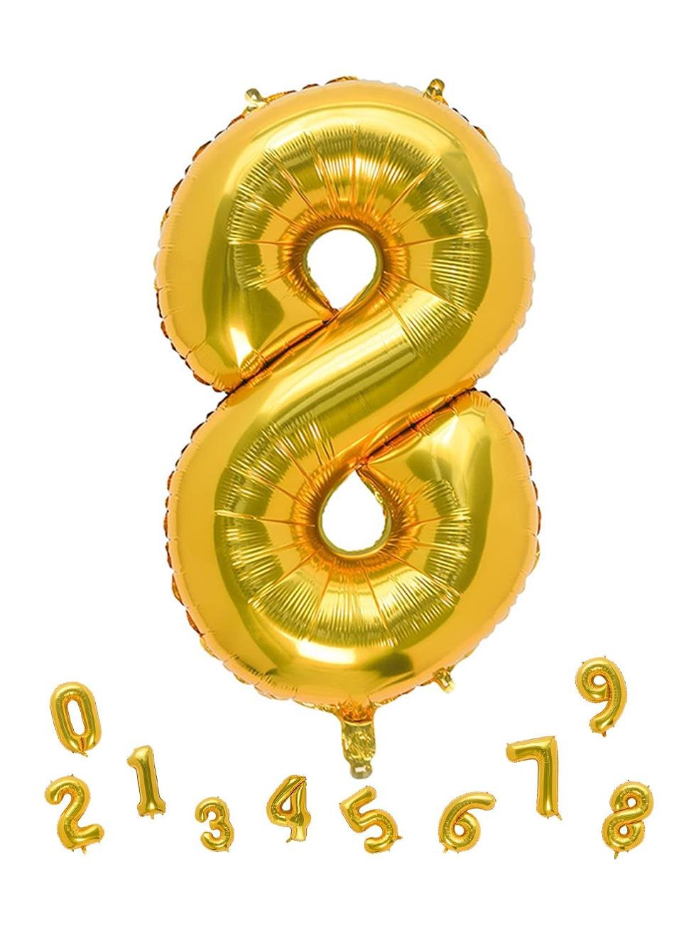 Rakam Folyo Balon 8 Altın Renk 100 Cm - 40
