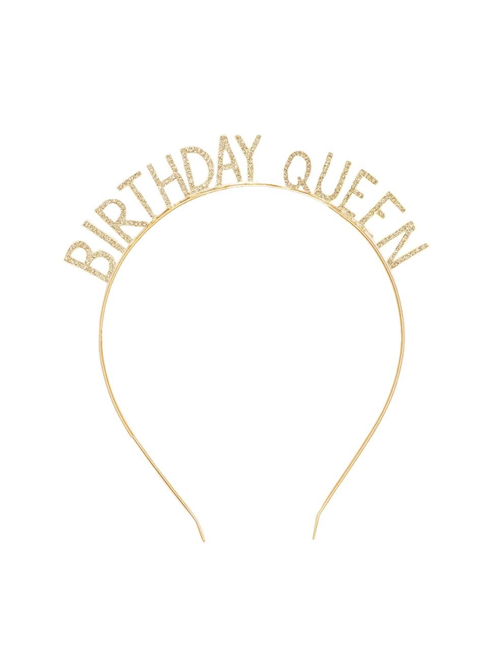 Birthday Queen Taşlı Taç Metal Doğum Günü Parti Tacı Gold