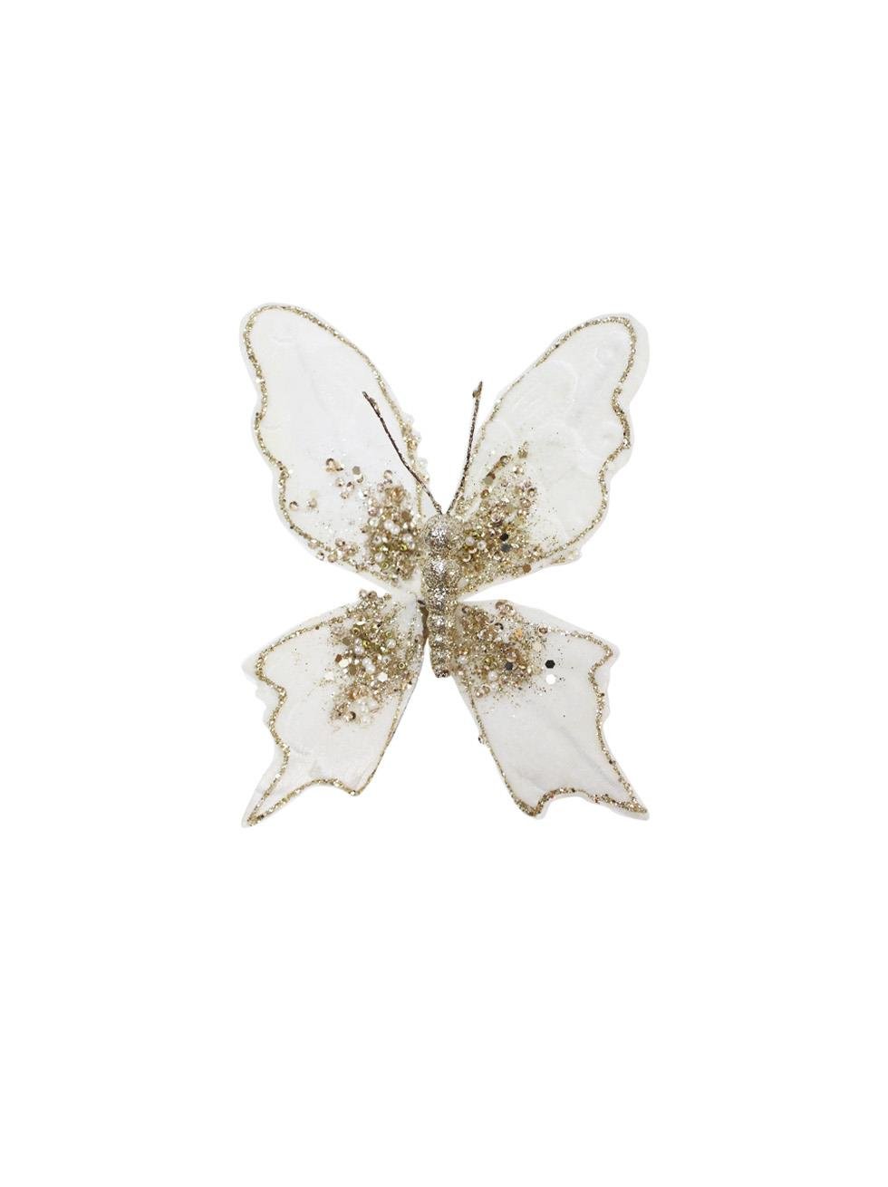 Yılbaşı Ağaç Süsü Dekoratif Altın Simli Pul Detaylı Kelebek 15 cm