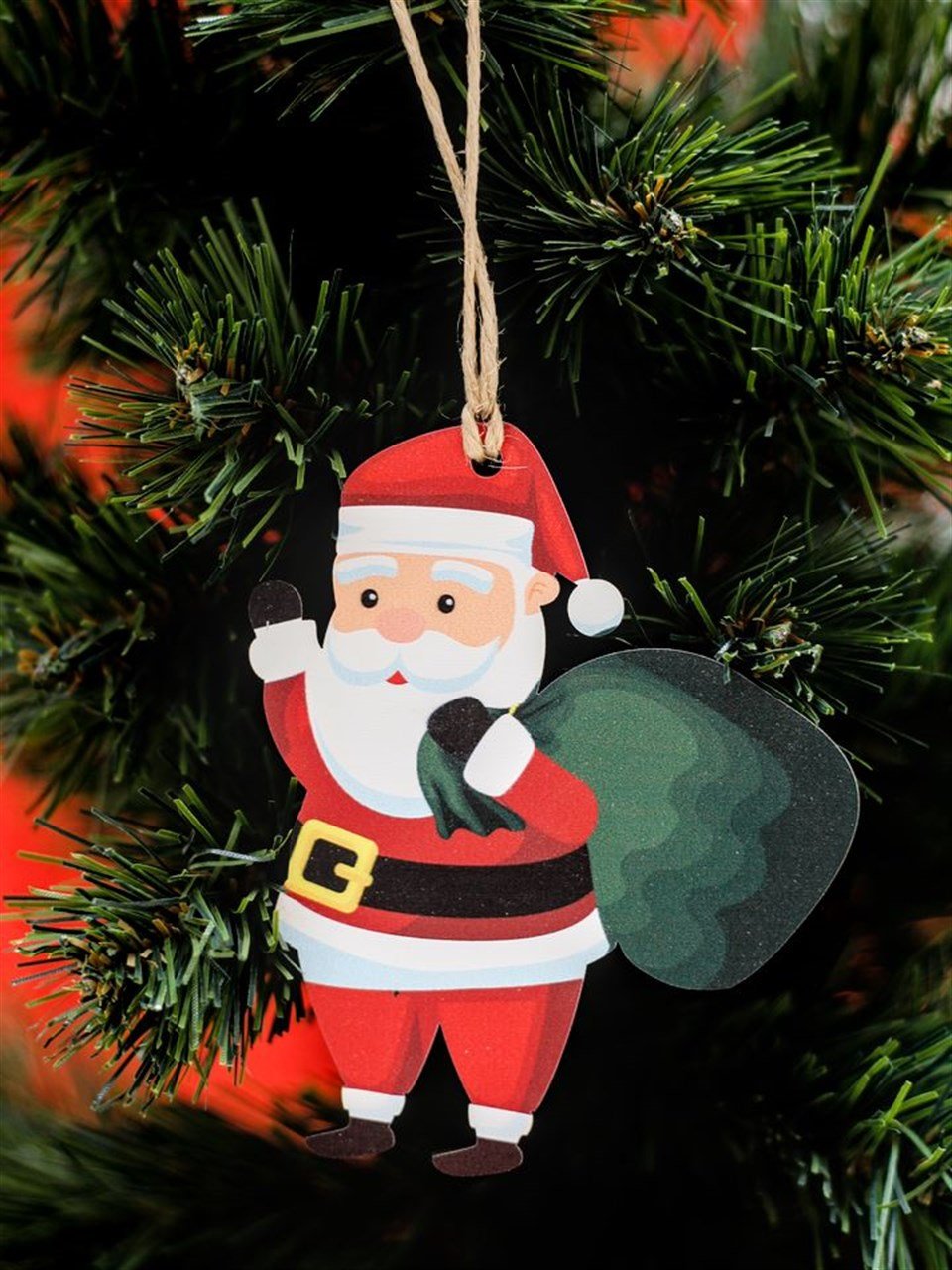 Ahşap Çuvallı Noel Baba 8.5x0.4x10 Cm