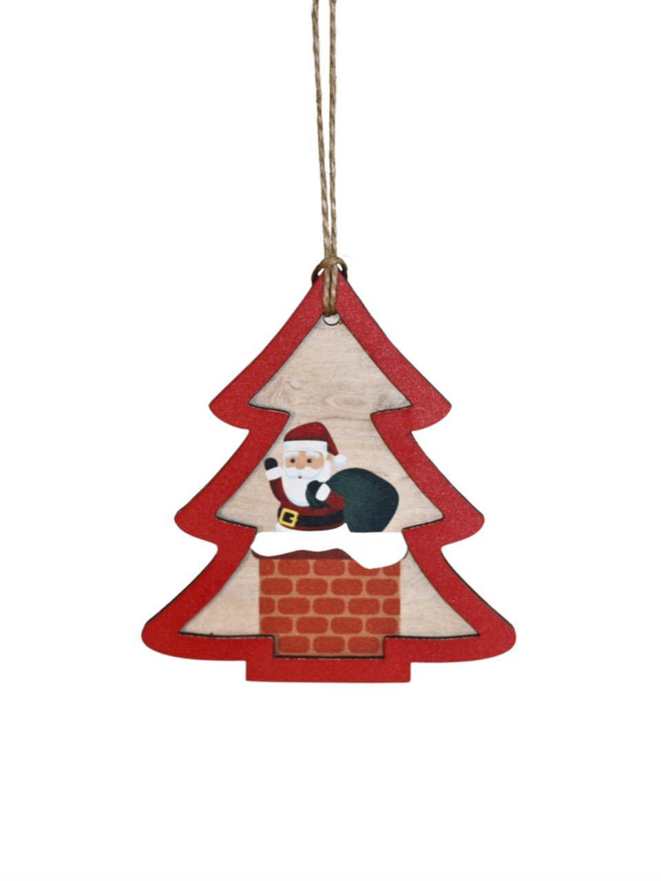 Ahşap Noel Babalı Çam Ağacı 10x11x0.8 Cm