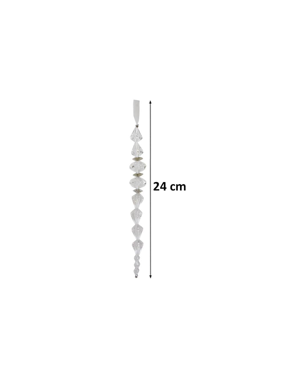 Yılbaşı Ağaç Süsü Lüks Prizma Kesim Kristal Boncuk Sarkıt Dekoratif Süs 24 cm
