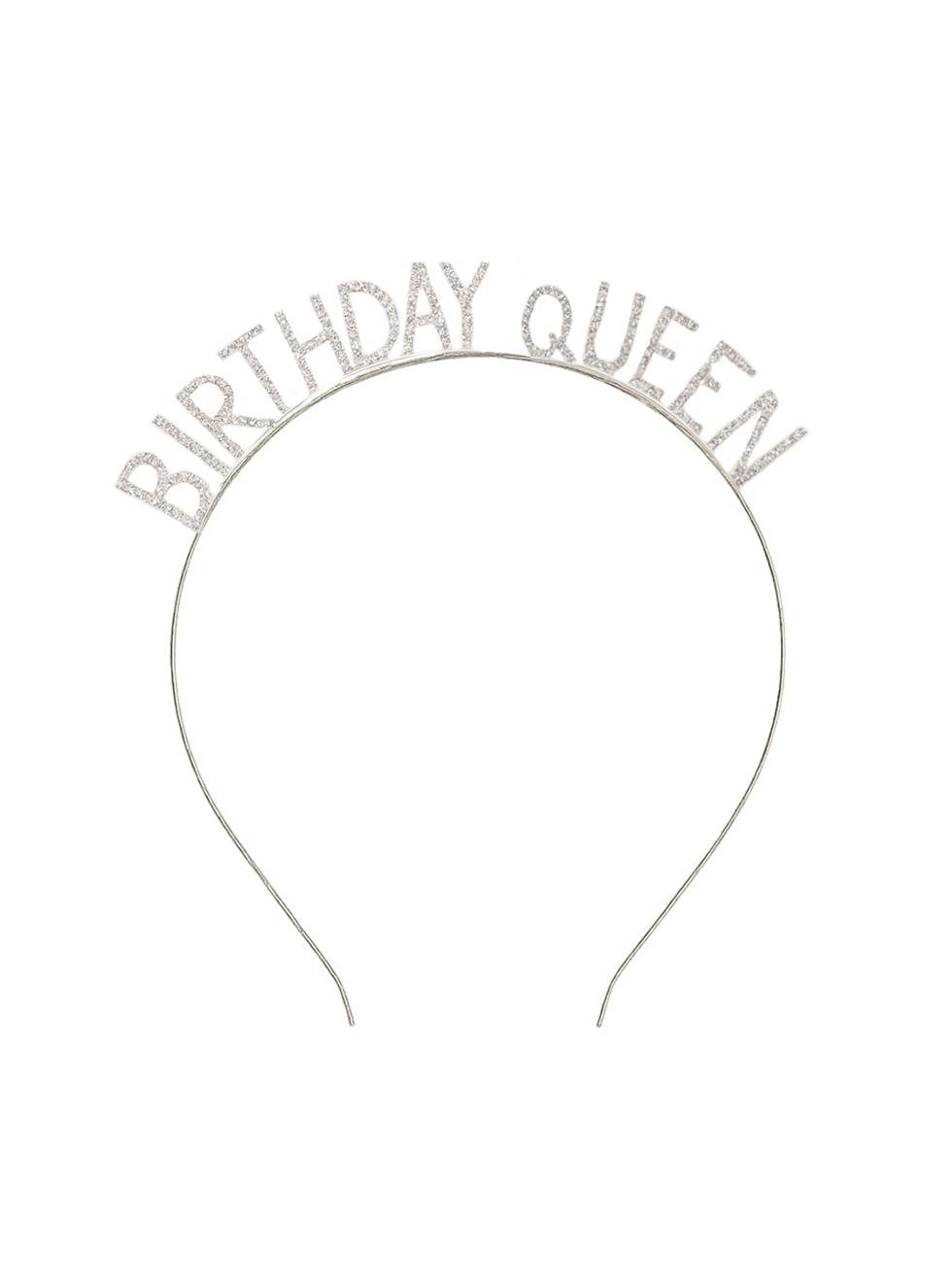 Birthday Queen Taşlı Taç Metal Doğum Günü Parti Tacı Gümüş