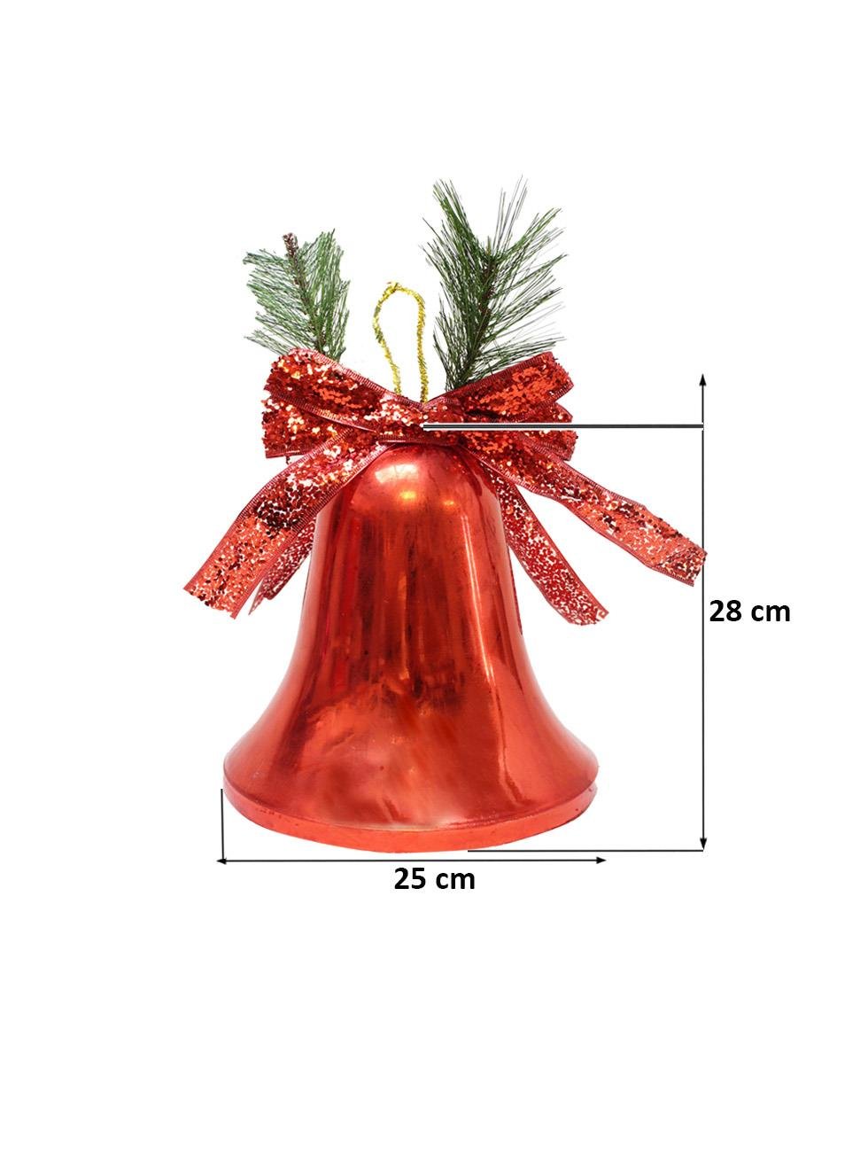 Yılbaşı Dekoru Büyük Boy Kurdeleli Çan Dekoratif Süsleme Aksesuarı 28 cm