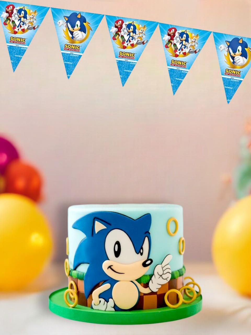 Sonic Temalı Flama Bayrak Asılabilir Doğum Günü Parti Süsü