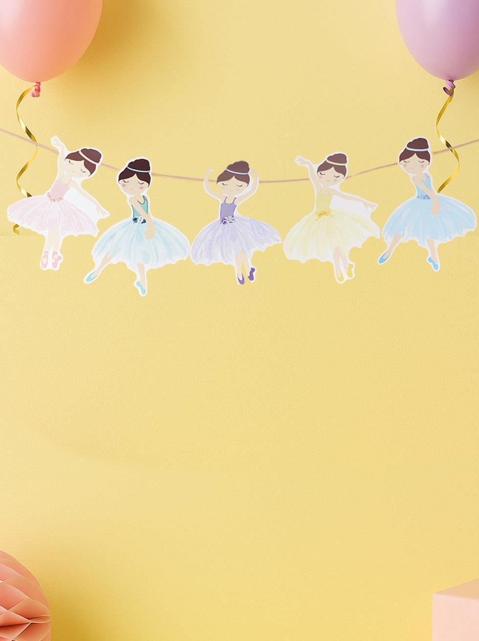 Balerin Temalı Dekoratif Banner Asılabilir Doğum Günü Parti Süsü 