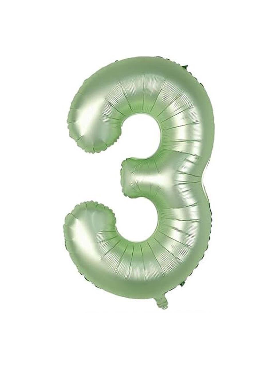 Rakam Folyo Balon 3 Rakamı Retro Adaçayı Yeşili 100 cm 40 inc