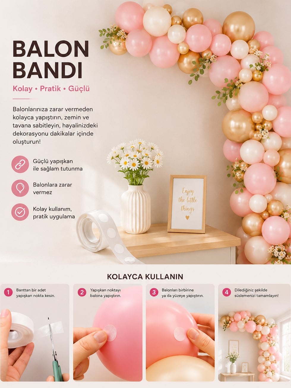 Balon Yapıştırma Bandı Çift Taraflı Balon Bandı 50'li - Balon Zinciri | Parti Adresi