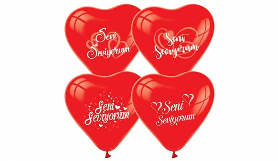 Baskılı Kalp Balon 'Seni Seviyorum' Kırmızı 10'Lu