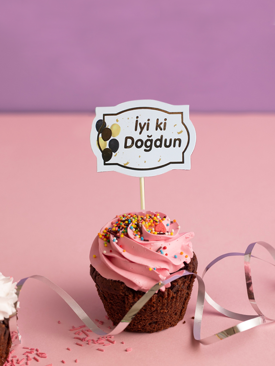İyi Ki Doğdun Kürdan Cupcake Kürdanı Pasta Süsü Beyaz Gold 10'Lu