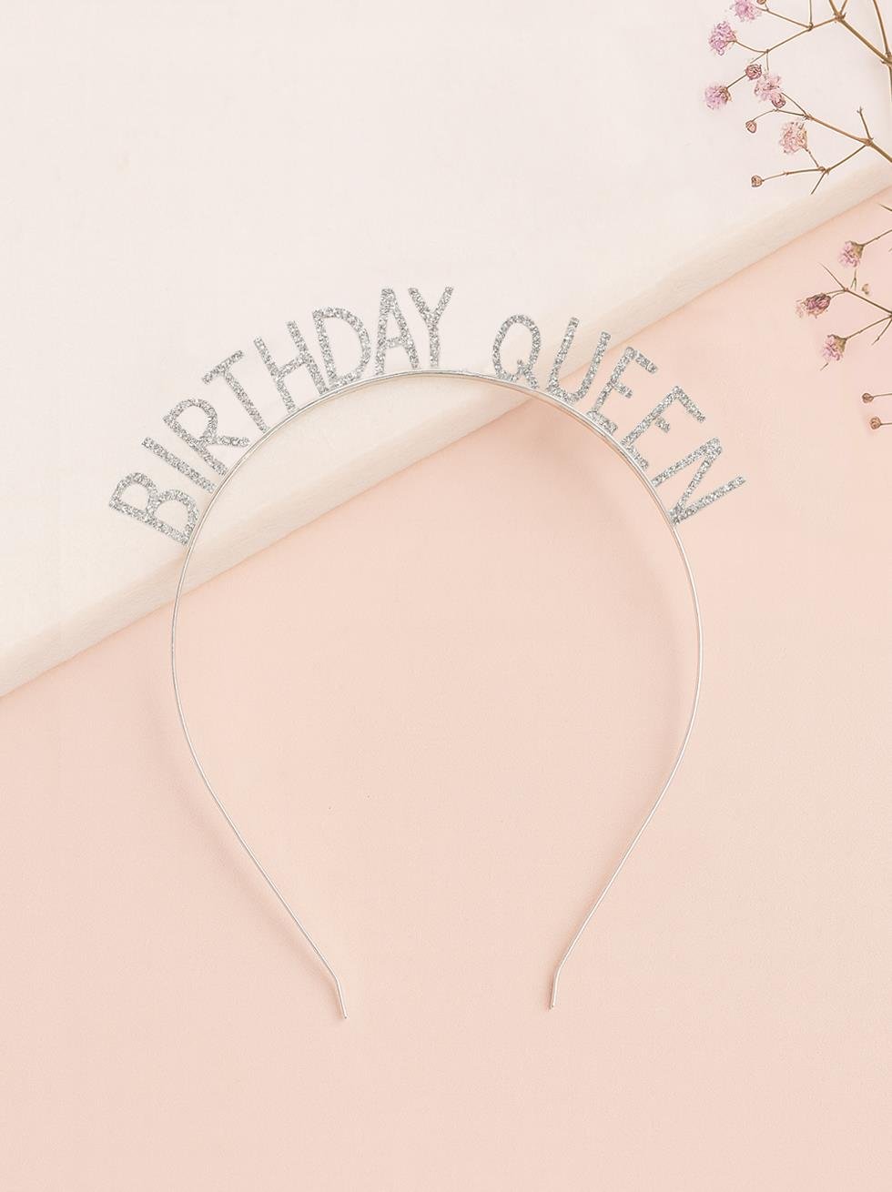 Birthday Queen Taşlı Taç Metal Doğum Günü Parti Tacı Gümüş