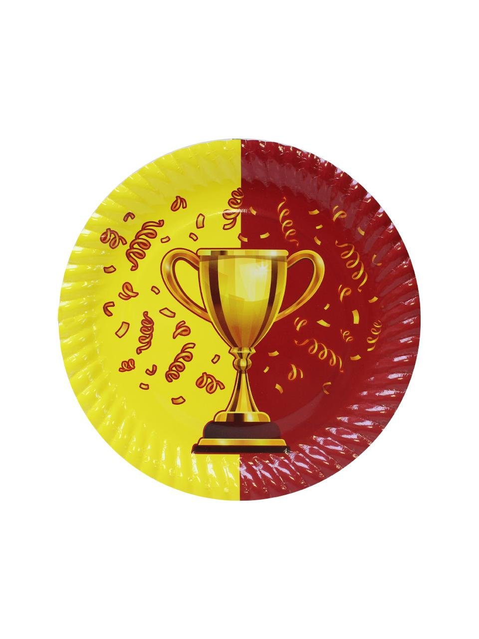 Sarı Kırmızı Taraftar Kupa Temalı Karton Tabak Bardak Set 8'li