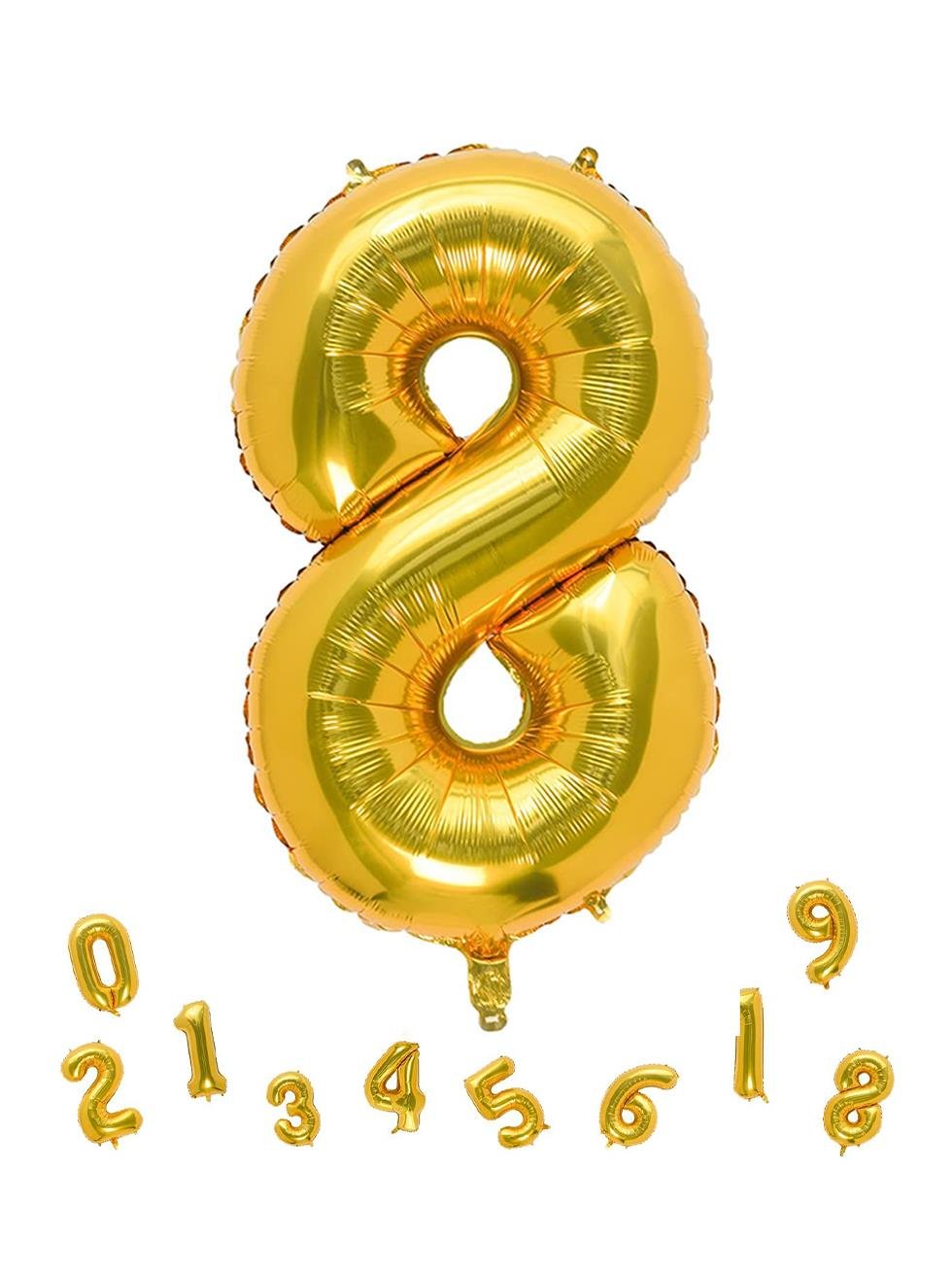 Rakam Folyo Balon Doğum Günü Parti Balonu 8 Altın Renk 86 cm 34 inc