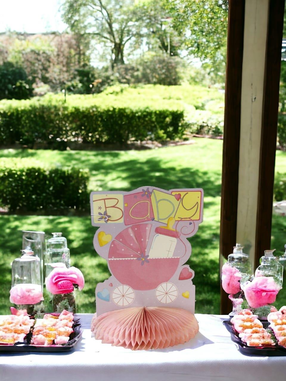 Baby Shower Parti Süsü Baby Temalı Petek Masa Süsü Pembe