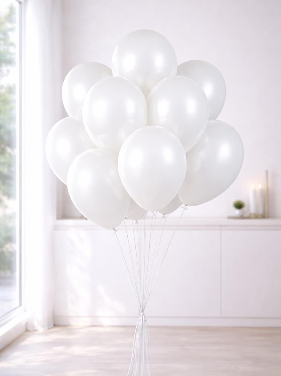 Beyaz Metalik Balon 100'Lü 12