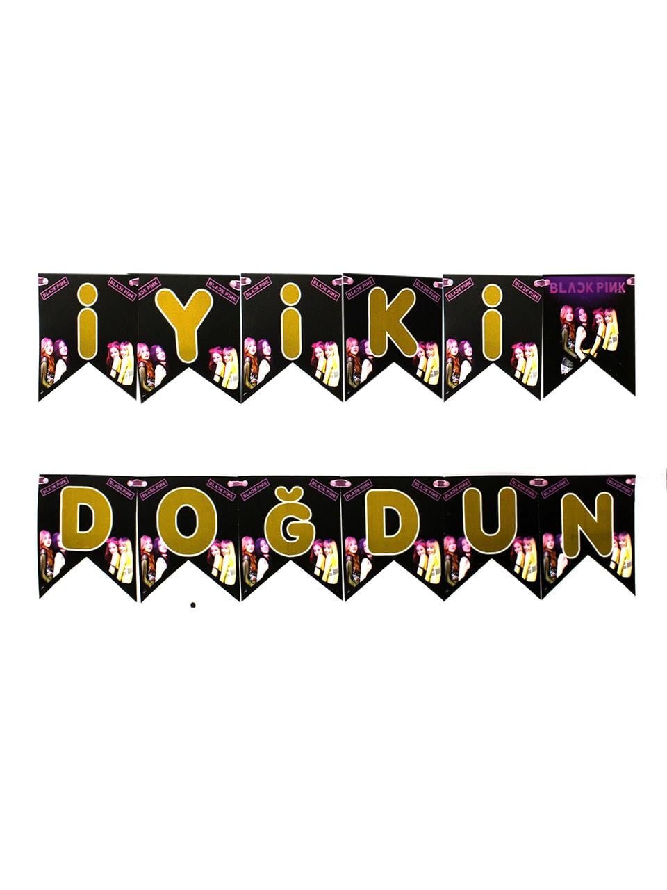 Black Pink Temalı İyi Ki Doğdun Yazı Banner Asılabilir Doğum Günü Süsü