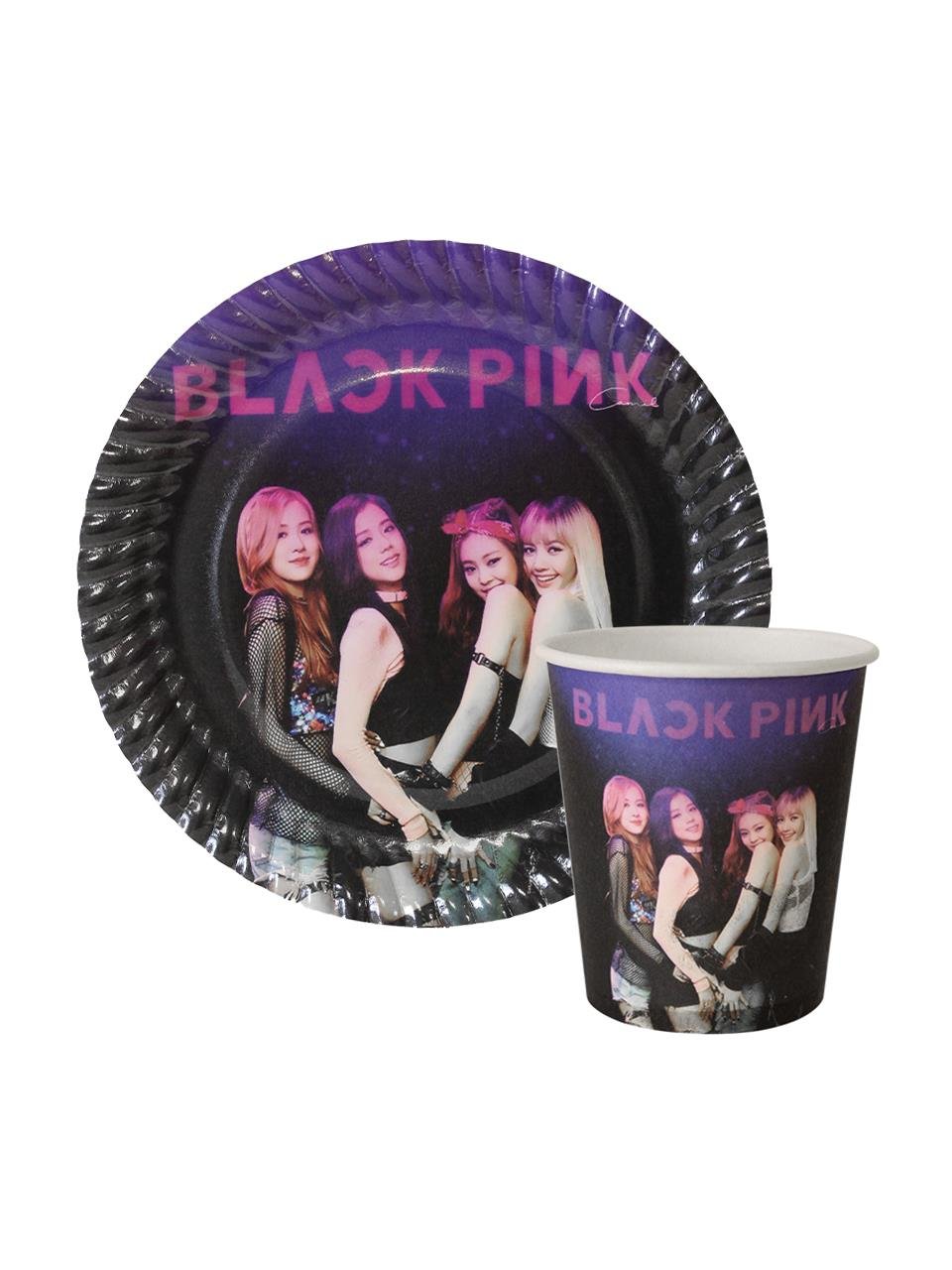 Black Pink Temalı Karton Tabak Bardak Set 