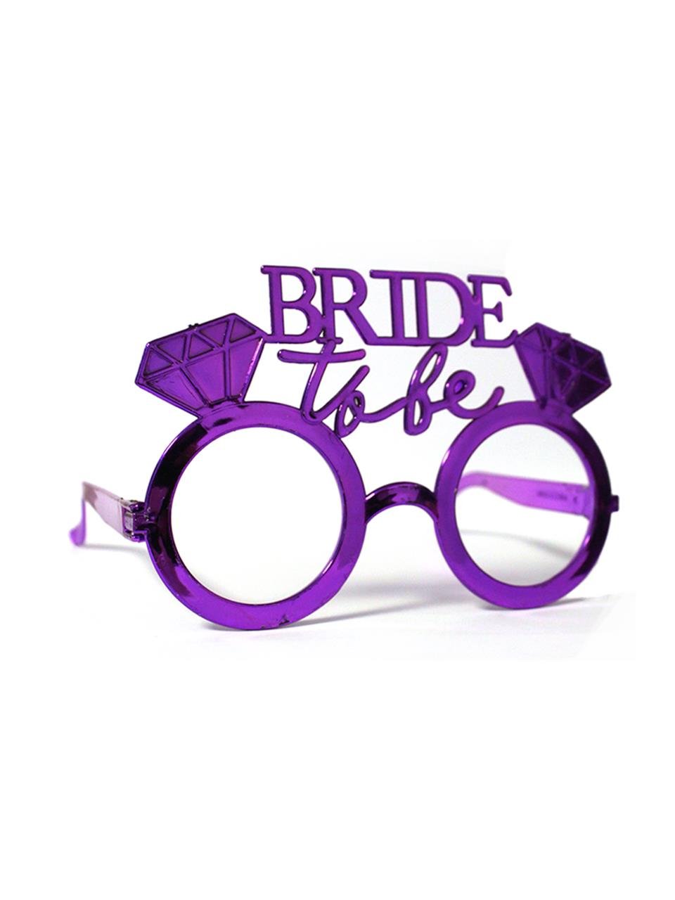 Bride to be Bekarlığa Veda Partisi Gözlüğü Tek Taşlı Bride Gözlük Mor