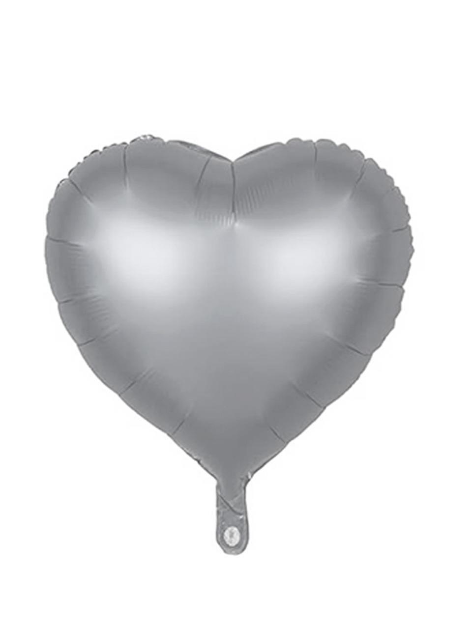 Kalp Folyo Balon Retro Parti Balonu Mat Gri 18 inc 45 cm