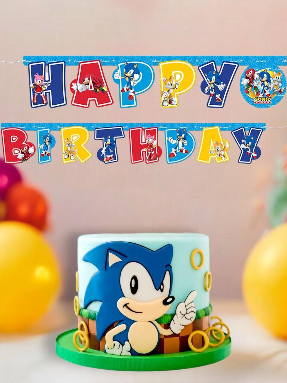 Sonic Temalı Happy Birthday Banner Yazı Doğum Günü Parti Süsü