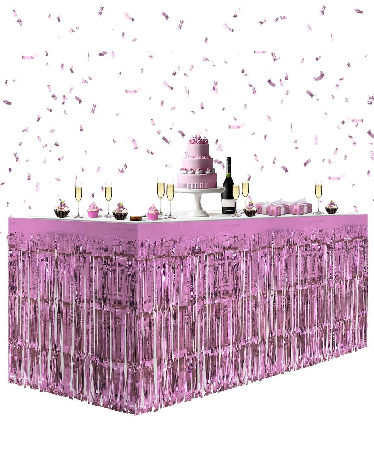 Metalize Masa Eteği Pembe