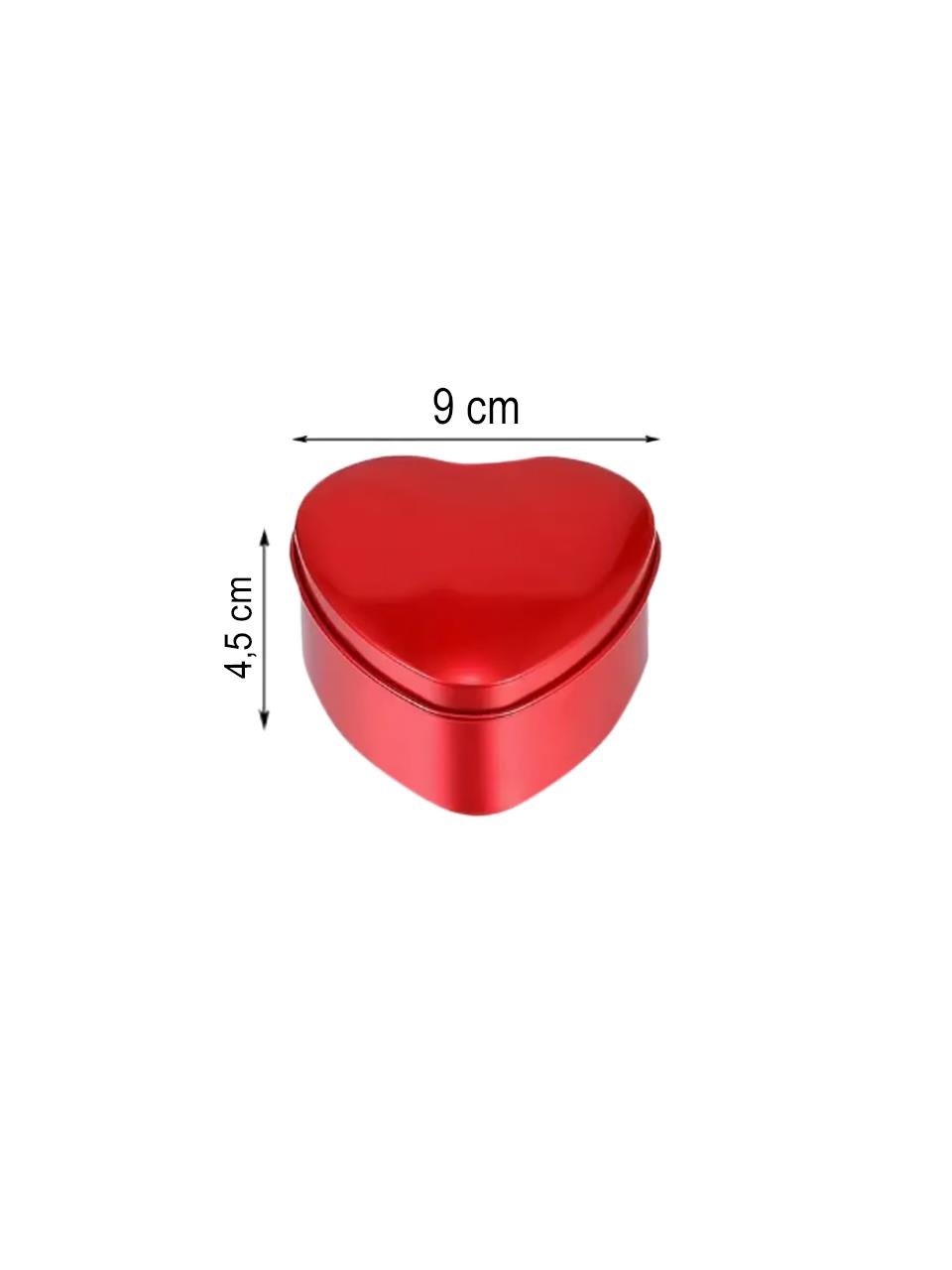 Kalp Kutu Metal Sevgililer Günü Hediye Kutusu Kırmızı 9x9 cm