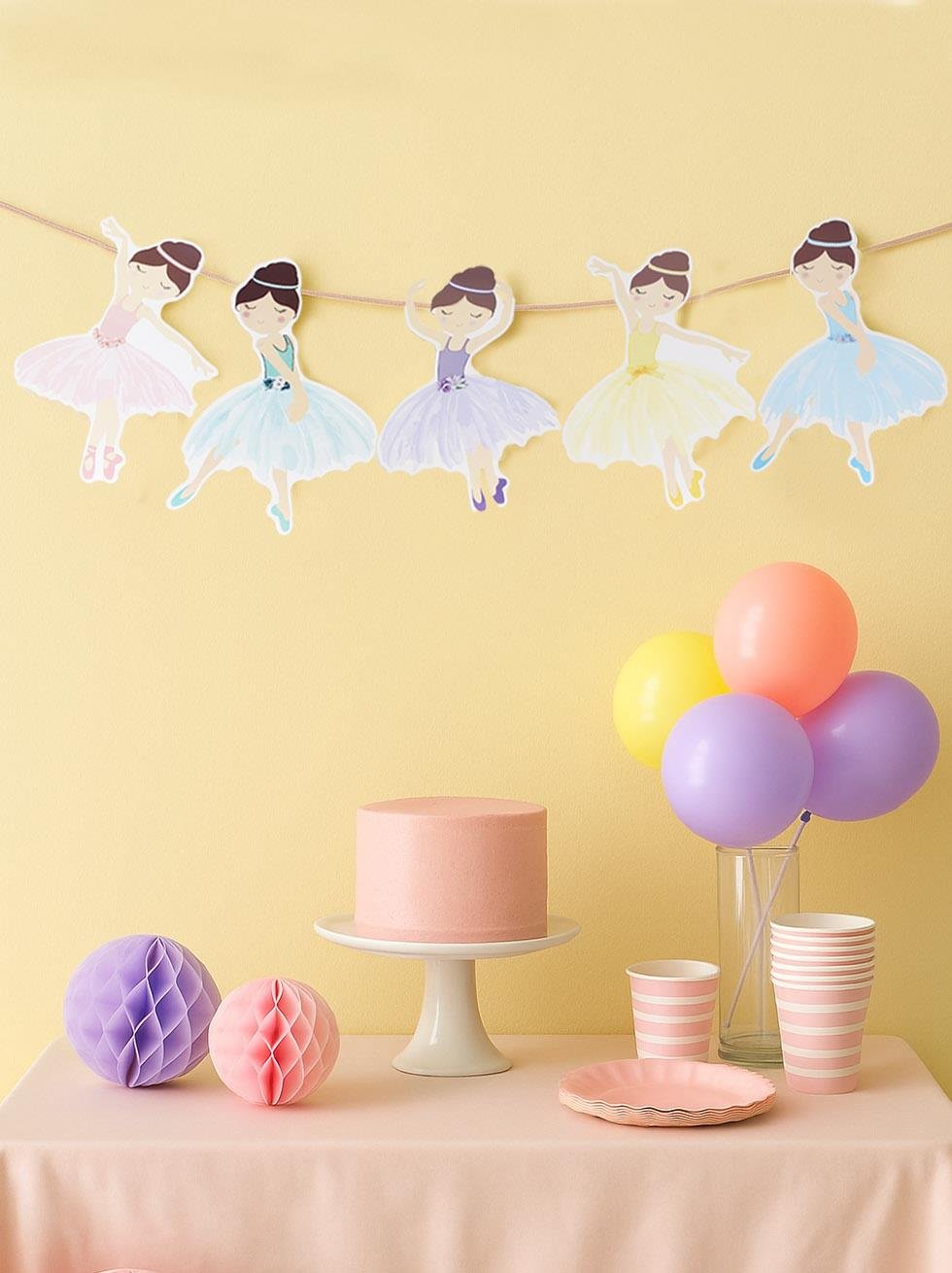 Balerin Temalı Dekoratif Banner Asılabilir Doğum Günü Parti Süsü 