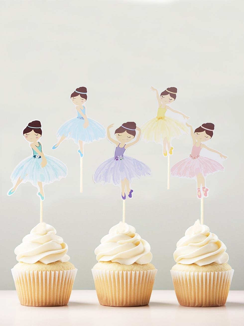 Balerin Temalı Kürdan Figürlü Pasta Süsü Cupcake Kürdanı 10'lu