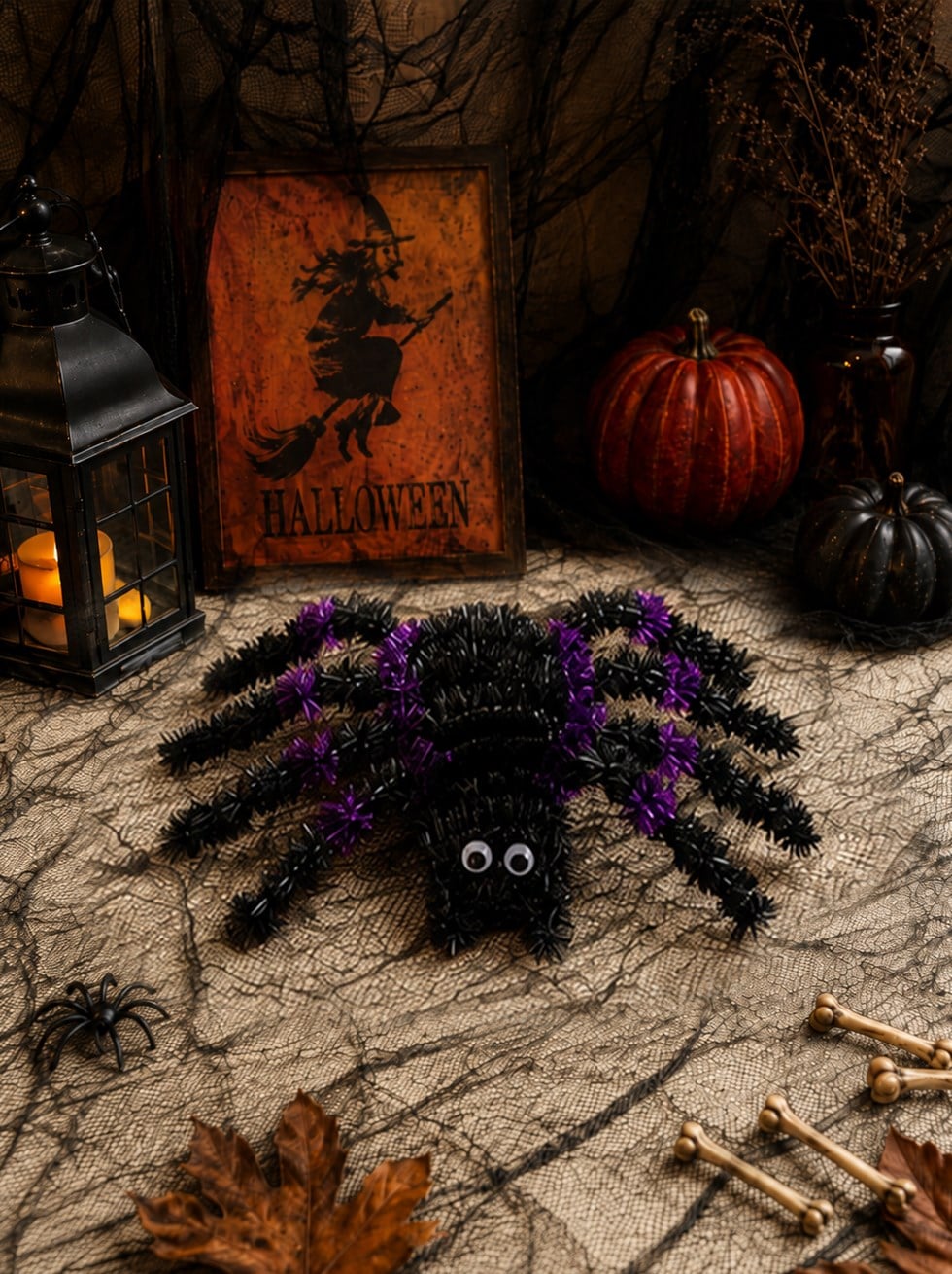 Cadılar Bayramı Asılabilir Örümcek Süs – Halloween Parti Dekoru Siyah Mor 35x20 cm - Örümcekler ve Dekor Örtüleri | Parti Adresi