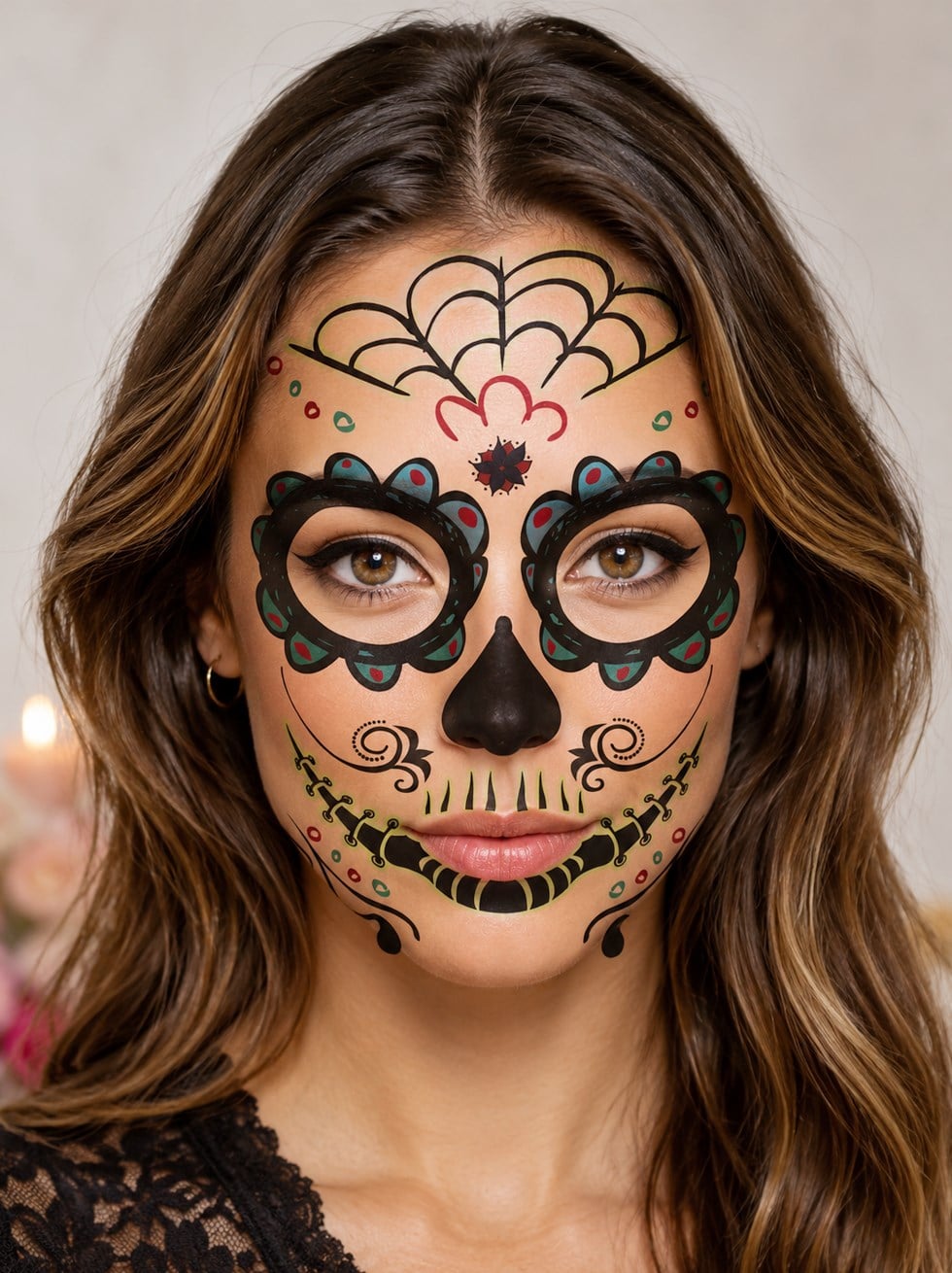 Cadılar Bayramı Yüz Dövmesi Halloween Parti Aksesuarı Yeşil - Halloween Kostüm Aksesuarları | Parti Adresi