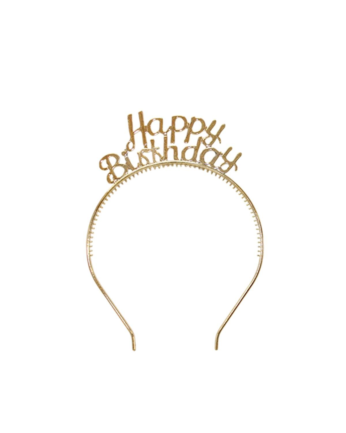 Happy Birthday Taç Gözlük Set Doğum Günü Parti Aksesuarı Gold  