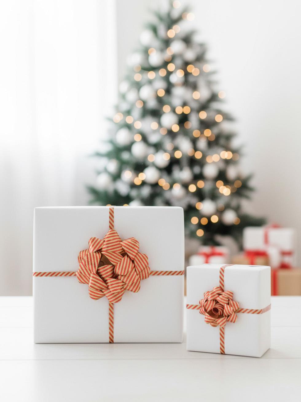 Hediye Paketleme Süsü Rafya Kurdele Süsleme Seti Kırmızı-Kraft Çizgili 3'lü