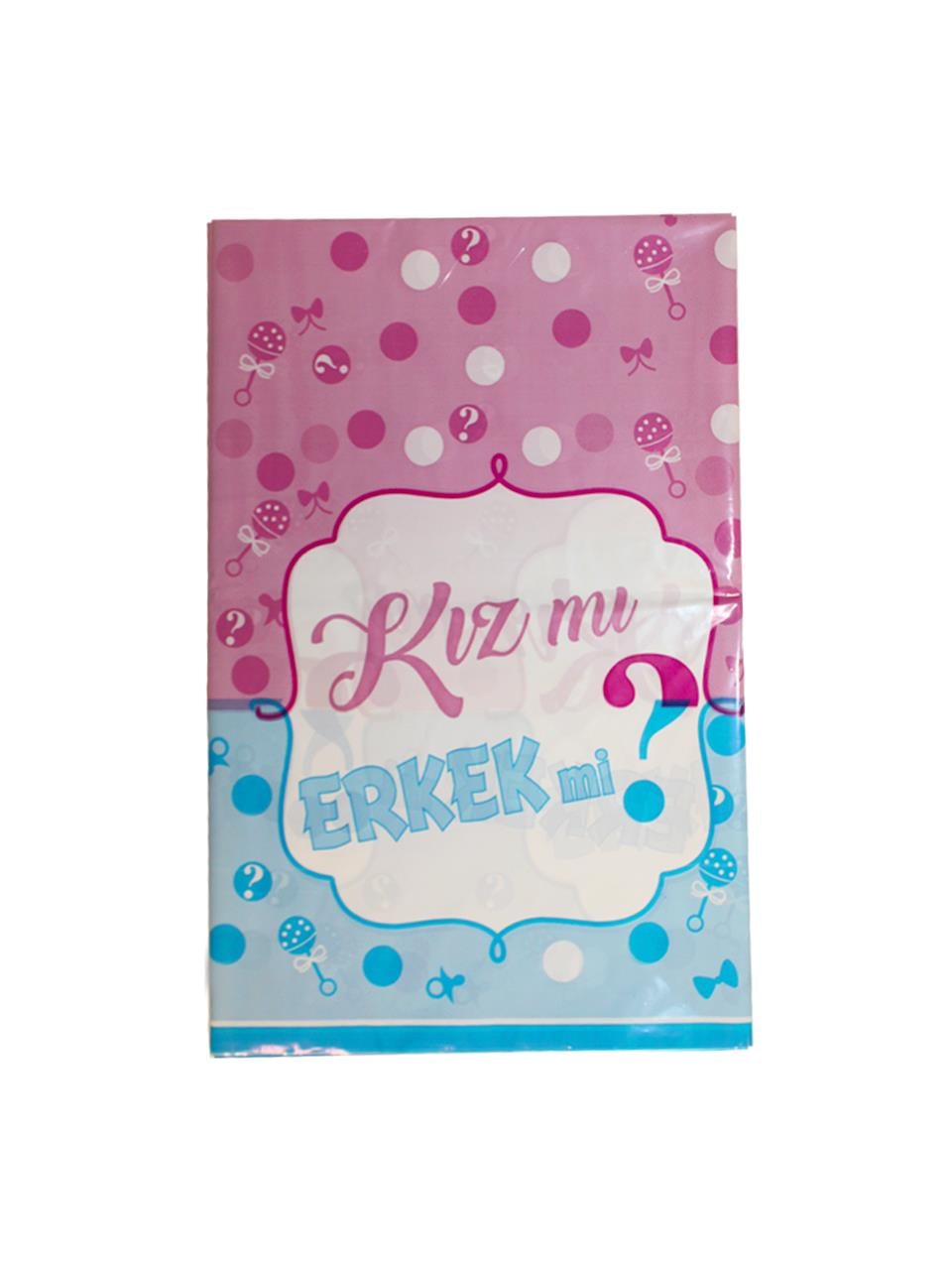 Cinsiyet Belirleme Partisi Masa Örtüsü Mavi Pembe Plastik Masa Örtüsü