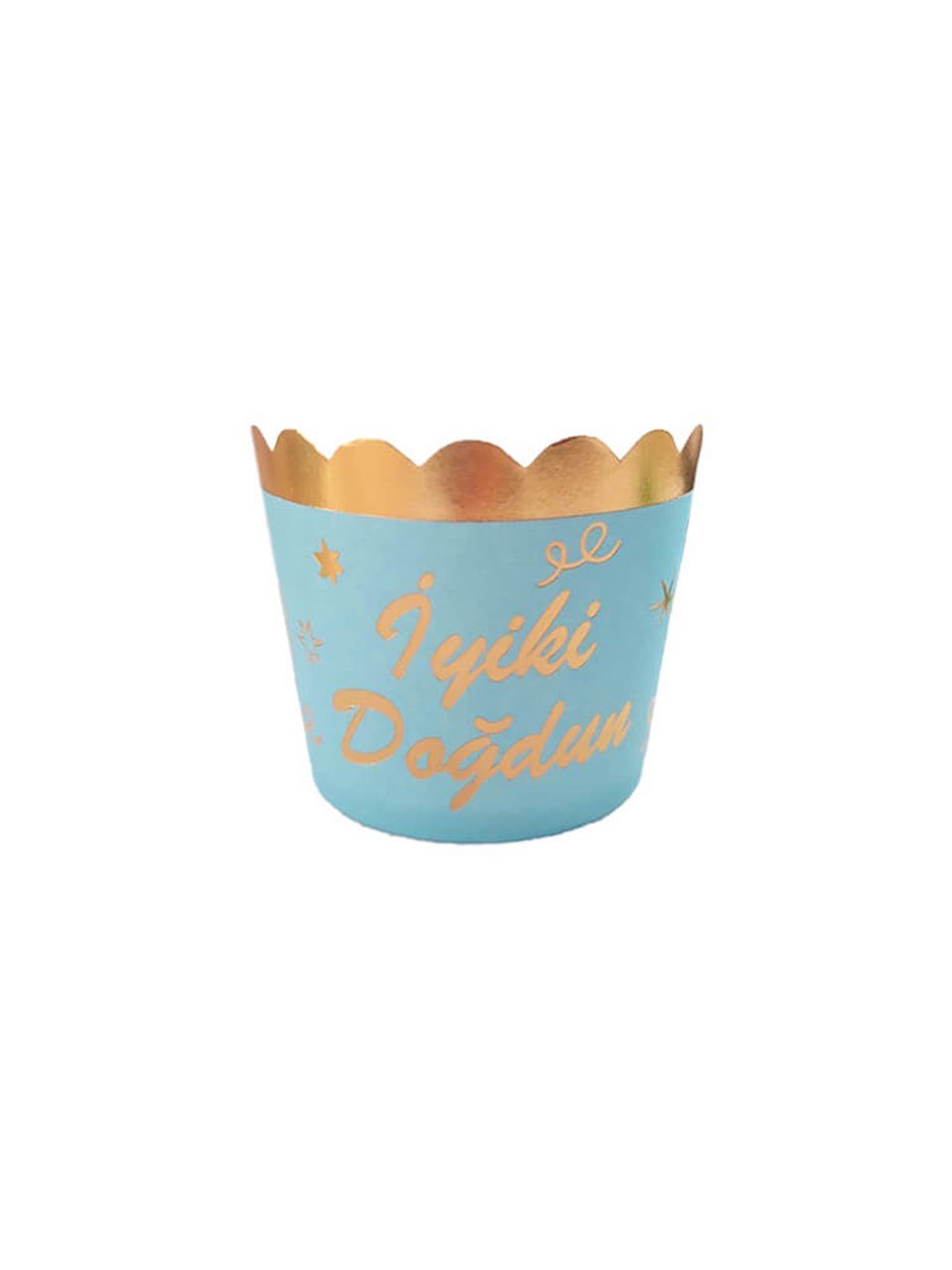 Cup Cake Kalıbı İyi Ki Doğdun Mavi-Altın 12 li