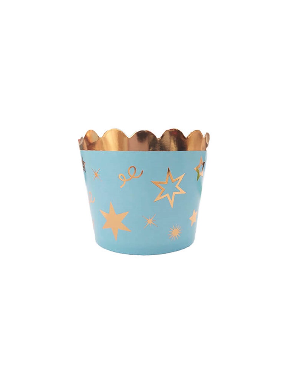 Cup Cake Kalıbı Yıldızlı Mavi-Altın 12 li