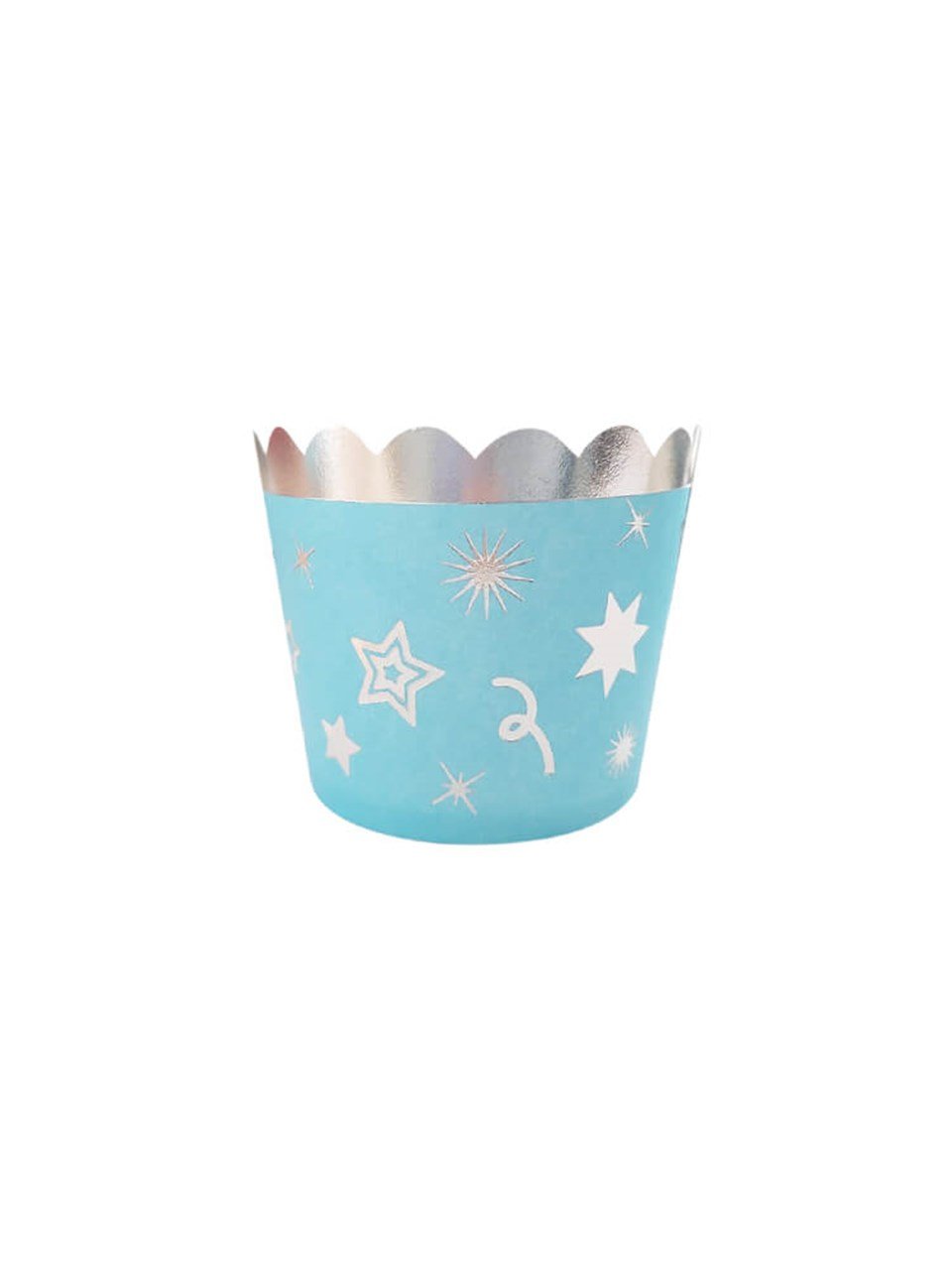Cup Cake Kalıbı Yıldızlı Mavi-Gümüş 12 li
