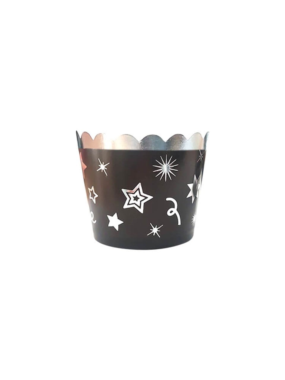 Cup Cake Kalıbı Yıldızlı Siyah-Gümüş 12 li