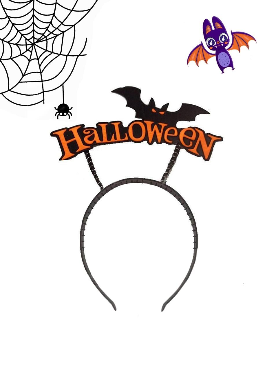 Halloween Yazılı Yarasa Kanatlı Taç Cadılar Bayramı Parti Aksesuarı