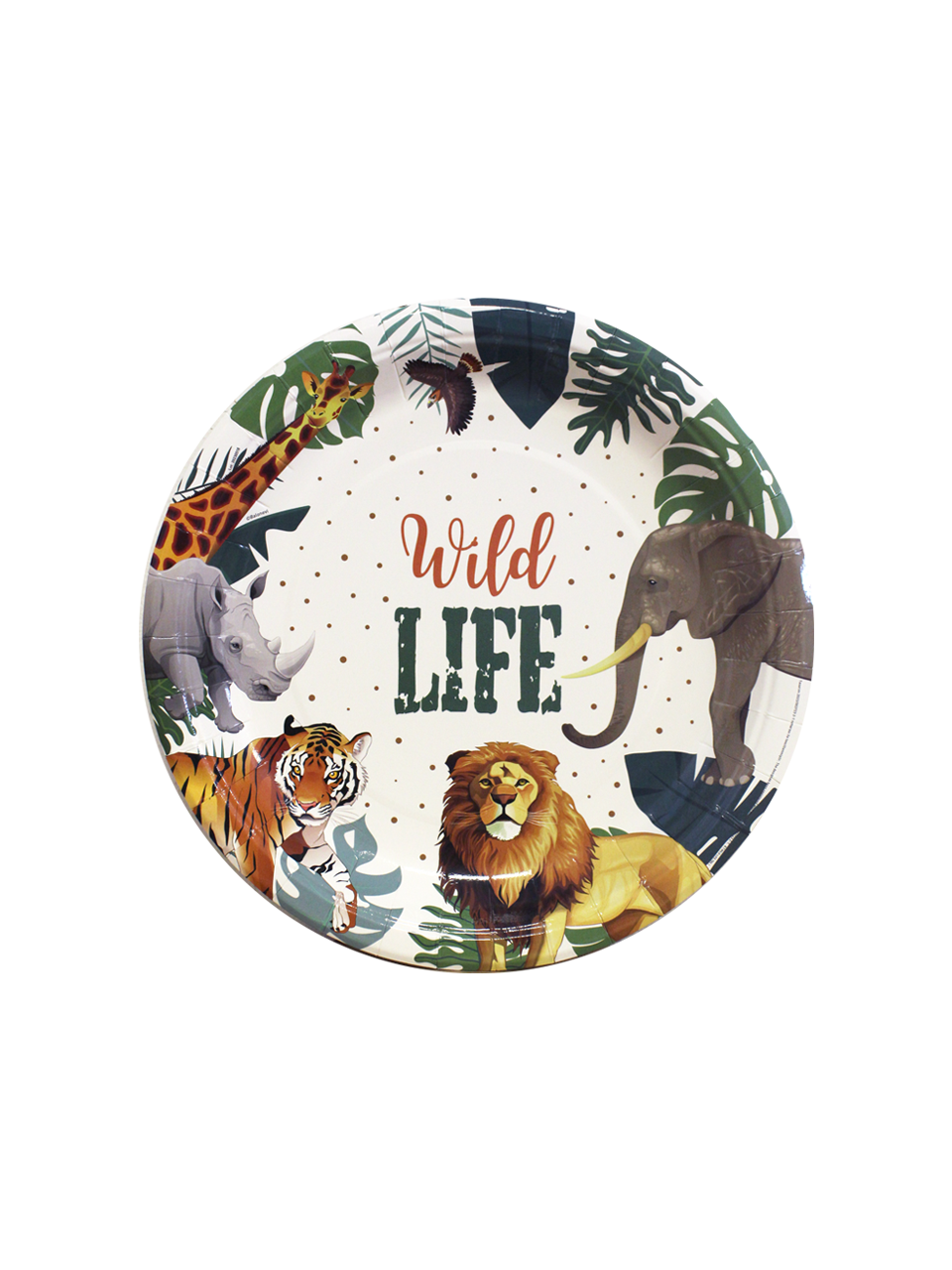 Safari Temalı Karton Tabak Wild Life Yazılı Doğum Günü Parti Tabağı 8'li