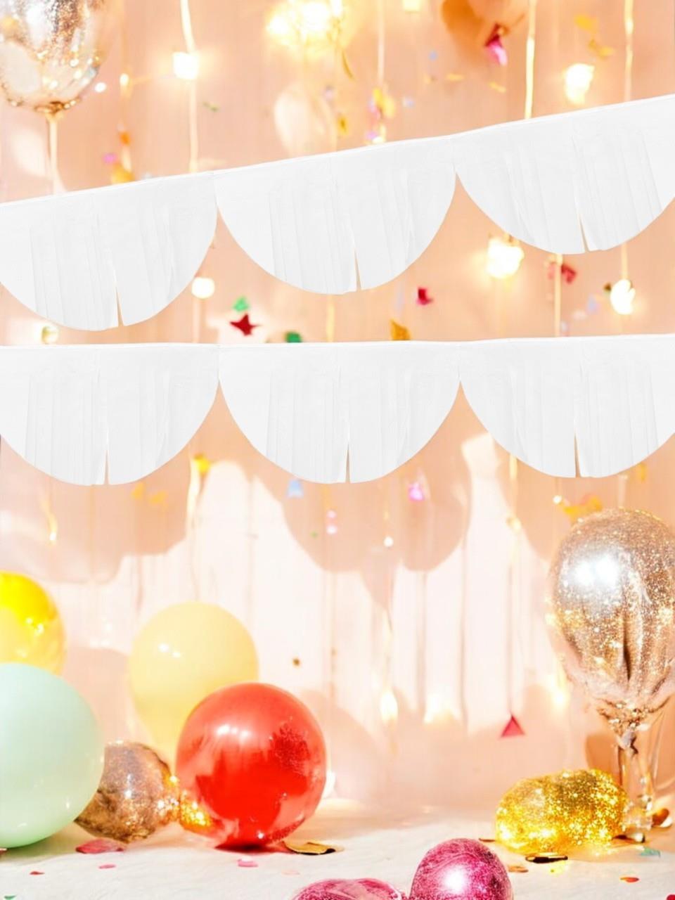 Dekoratif Püskül Süs Parti Arka Plan Süsü Beyaz