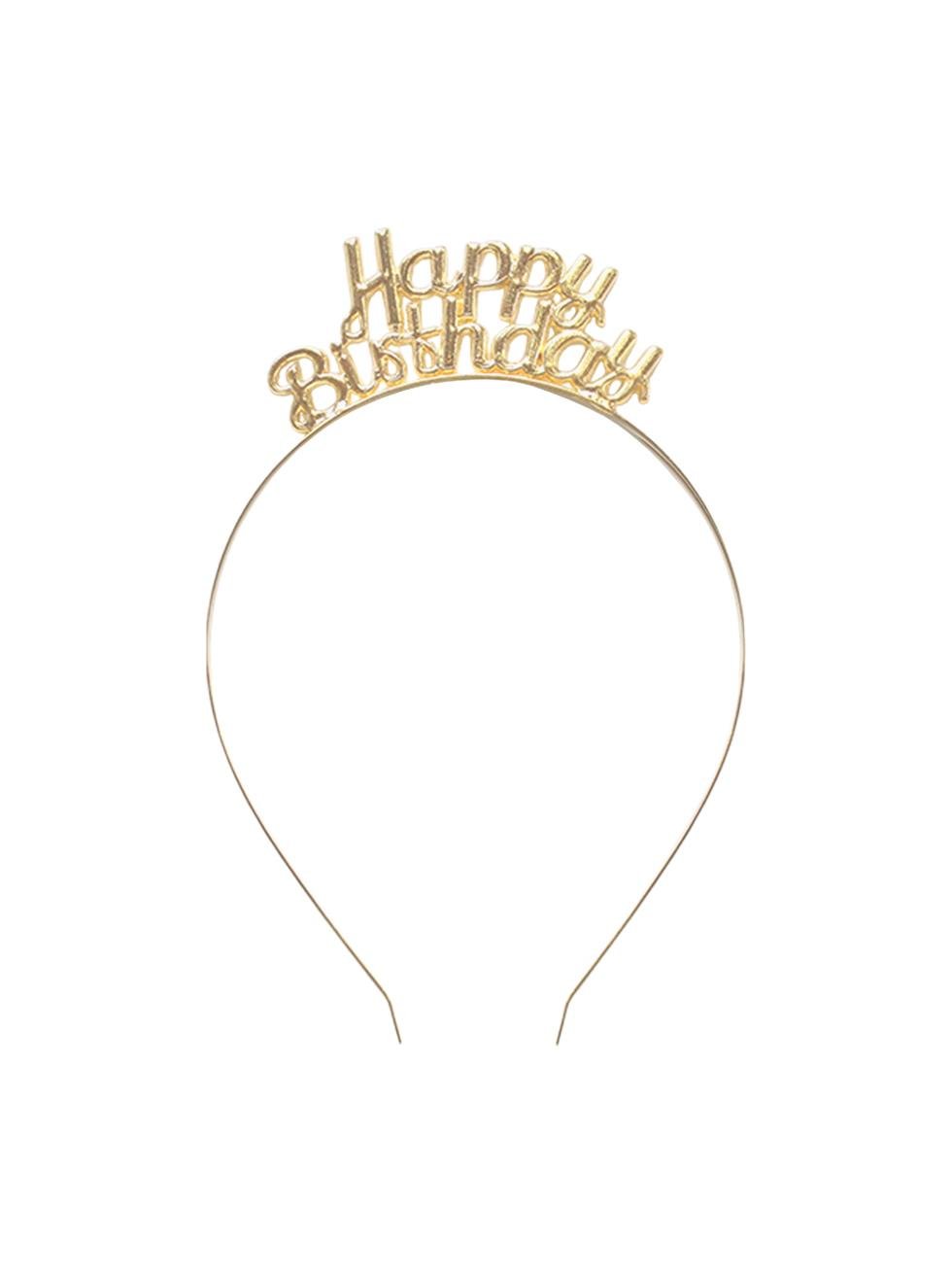 Metal Happy Birthday Taç Doğum Günü Tacı Gold